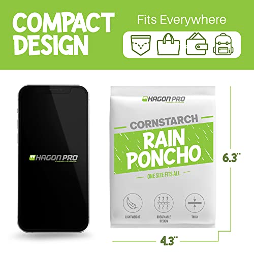 Hagon PRO Rain Ponchos for Adults - Cornstarch Poncho (5 Pack) - Rain Poncho for Women and Men for Camping and Survival Gear