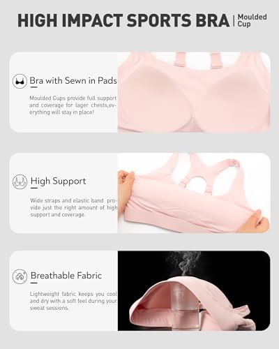 Image of RUNNING GIRL Sports Bras for Women High Support, Adjustable Straps High Impact Racerback Bra with Hook Closure Molded Cup