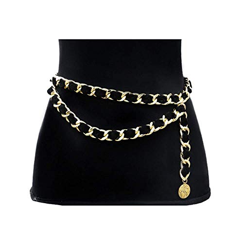 Mrotrida Women's Chain Belts Fashion Layered Flocking Cloth Belts for Dress Ves2