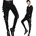 Minibee Women's Harem Patchwork Leather Pocket Punk Style Personalized Pants Black XL