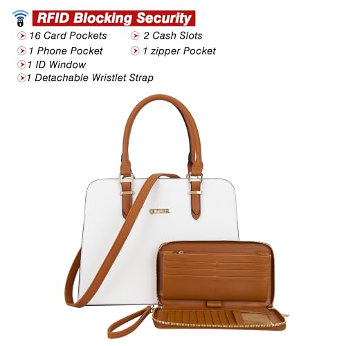 Image of Qiyuer Satchel Purses For Women Handbag And Wallet Set Tote Bag | Premium Vegan Leather,Matching Wallet,RFID Blocking,Work,Casual