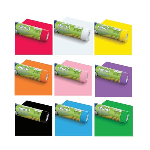 Fadeless Paper Roll, Bulletin Board Art Paper, 4-Feet by 50-Feet Case of 9 Assortment Colors