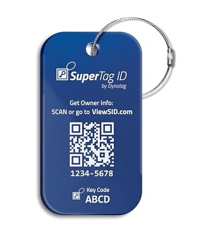 Dynotag® Sentry Series Solid Metal Web Enabled Smart Luggage Tag ID + Steel Loop, Anodized Aluminum with DynoIQ™ & Lifetime Recovery Service (Sapphire Blue)