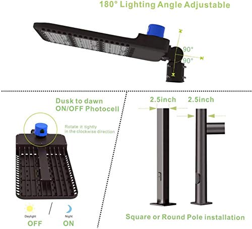 ledmo 36000LM LED Parking Lot Lights 1000W HID/HPS Replacement Adjustable with Dusk to Dawn Photocell Slip Fitter 5000K Flood Outdoor Commercial Shoebox Pole Lighting for Street Yard Stadium 300W by ledmo - Image 3