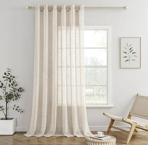 MIULEE Gardinen mit Ösen, Leinenoptik 200x245 cm Natur, 1er Set