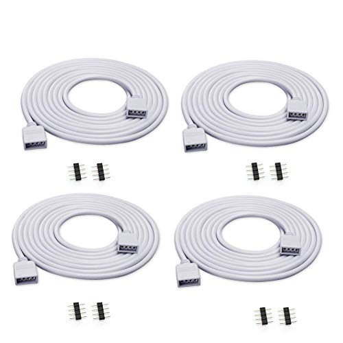 ZITRADES(TM) 4PCS 2M Long Extension Cable Connect Female Plug for RGB 3528 5050 Strip with 8pcs 4pin connectors Male