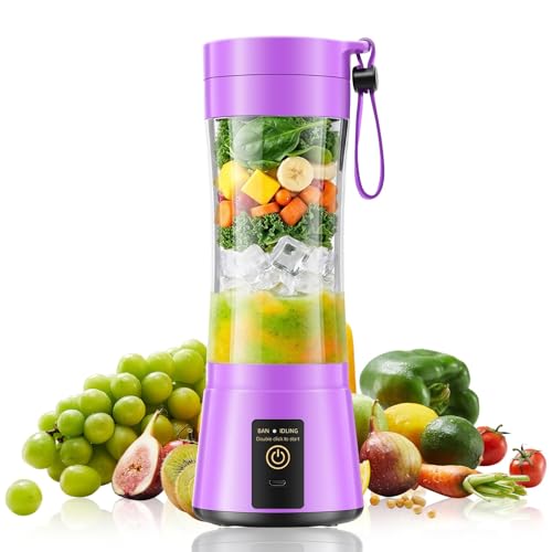 Image of Mini Personal Size Portable Blender - 380ml Small Blender Make Smoothies | Personal Blender with Powerful Blending, 6 Stainless Steel Blades, BAP-Free Travel Cup, Freshly Squeezed in Sports /Office /Gym