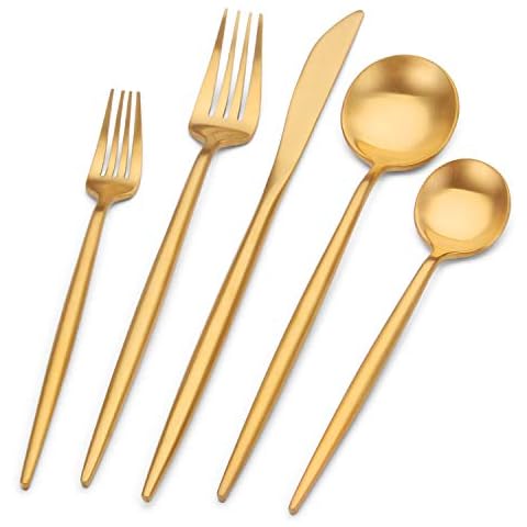 Bettlife Matt Gold Besteck Set Edelstahl Satin Finish Besteck Set Service Cover