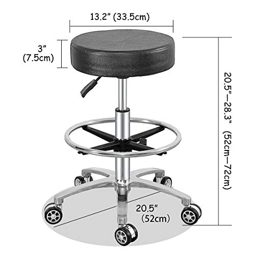 Antlu Rolling Stool Swivel Chair For Office Medical Salon Tattoo Kitchen Massage Work,Adjustable Height Hydraulic Stool With Wheels (Black, With Foot Rest) #TOP2
