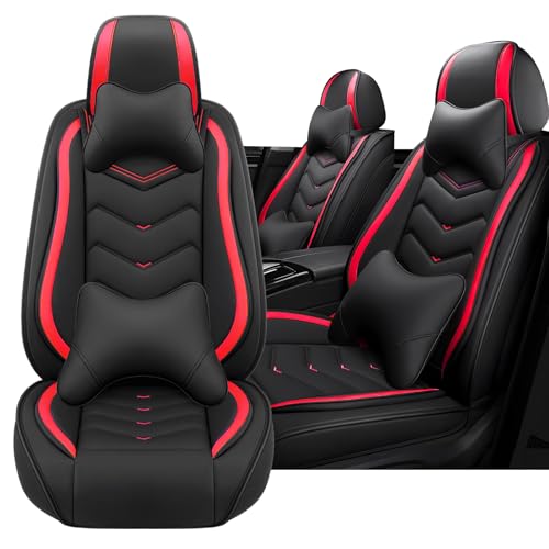 Image of Car Seat Cover for MINI Hardtop 2013-2026, Driver's Seat Covers,Non-Slip Waterproof seat Cover,Wear-Resistant Nappa Leather car seat Covers. (Luxury 2 Seats /Black Red)