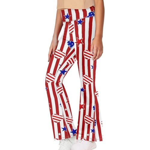 American Flag Girls Flared Leggings Stylish Star High-Waisted Yoga Pants 5-14 Years
