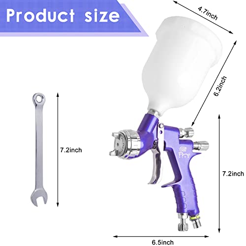 Professional Hvlp Spray Gun Set Automotive Car Paint Spray Paint Gun Gravity Kit Gti Pro Lite Spray Gun For All Auto Paint Topcoat And Touch Up 1.3Mm 600Cc Cup With Cup Systerm Connector (Purple) #TOP6