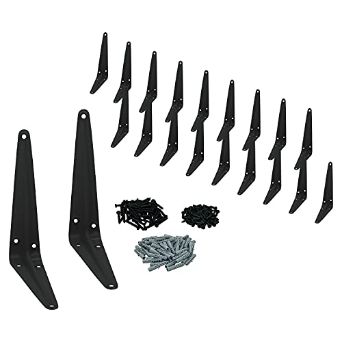 Supports d'étagère noirs en équerre métallique en L 12x15 cm pour rangement mural