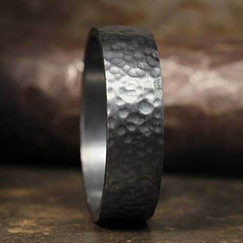 silver hammered wedding band