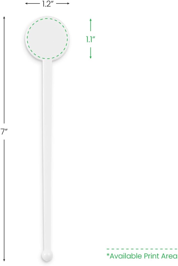 7" Custom White Drink Stirrer – Personalized Swizzle Sticks for Weddings, Parties, Bars, and Cocktails – Plastic – 50 Pack