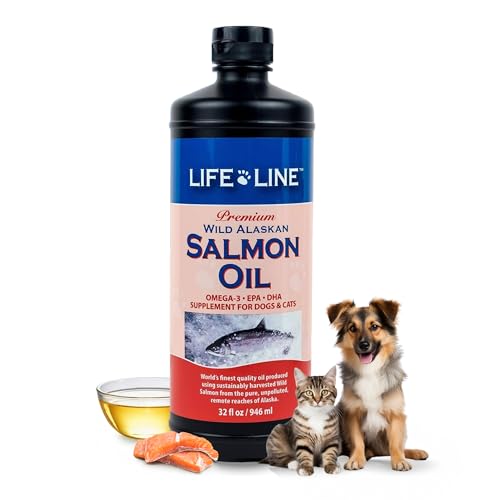Life Line Salmon Oil for Pets | Omega-3 DHA EPA Supplement for Dogs & Cats | Supports Skin, Coat, Brain & Heart Health | Cold-Filtered – 32 oz