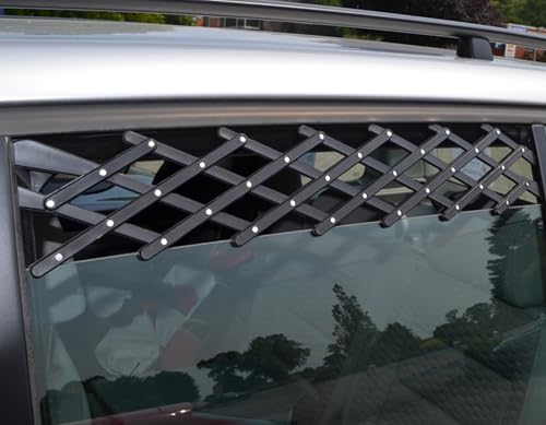 Preiswert&Gut Fenstergitter für Hunde – verstellbares Lüftungsgitter Breite: 24-70cm Höhe: 23-7cm, Autozubehör für frische Luft im PKW, sicherer Halt ohne Werkzeug