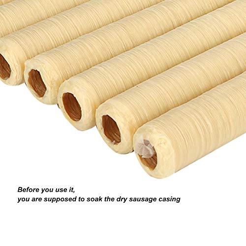 Luqeeg 35Pcs Edible Sausage Casing, Collagen Casing For Sausage Making, Dry Sausage Casing For Flavorous Homemade Sausages Ham, Sausage Maker Tool For Home, 14M/45.9Ft Diameter 20Mm #TOP3