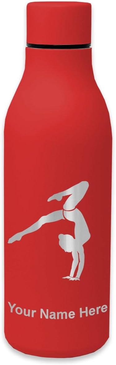LaserGram Double Wall Stainless Steel Water Bottle, Gymnast Handstand, Personalized Engraving Included