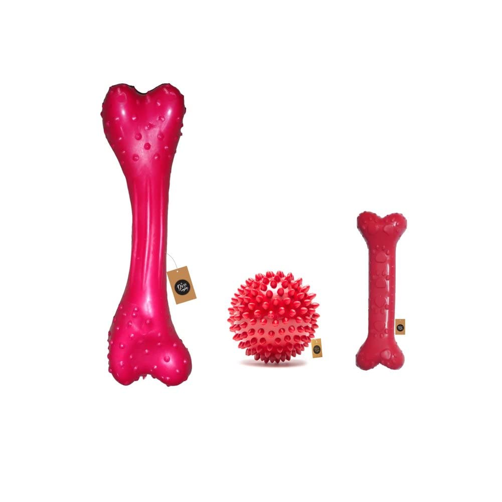 The Pets Company Rubber Dog Chew Toy Combo ( Large Dog Bone 8" + Large Dog Bone 8.5"+ Dog Spike Ball 3") | Chew Dog Toys for Medium & Large Dogs (B0BMLGRCGG) Amazon Price History, Amazon Price Tracker
