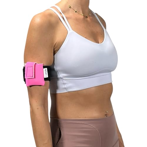 Pumpcases Adjustable Pink Insulin Pump Belt – Diabetic Insulin Pump Stretch Band – Arm Band Insulin Pump Case – Compatible with Mobi – Assembled in The USA (Small)
