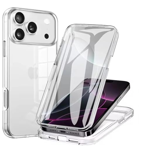 NWNK13 For iPhone 17 Pro Max Case Crystal Clear Slim Fit Front & Back 360° Built-in Screen Protector Transparent Full Body Silicone Gel Mobile Phone Cover