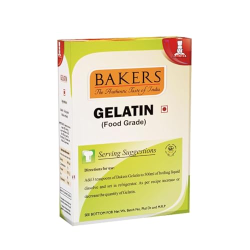 Image of BAKERS Gelatin Set of 2, Each 50 Gram, (Food Grade) Unflavored | Non-Veg | Perfect for Jelly Making | Good for Desserts, Cakes & Puddings