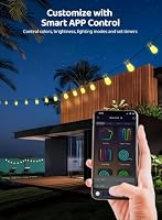 Gaoxun Lichterkette Außen Outdoor LED Strom, 15m Bunt RGBW Farbwechsel 15 S14 Glühbirnen mit Fernbedienung & App-Steuerung, Dimmbar, Musik Sync, Timer, IP65 Wasserdicht für Garten Terrasse Party – Ansicht 4