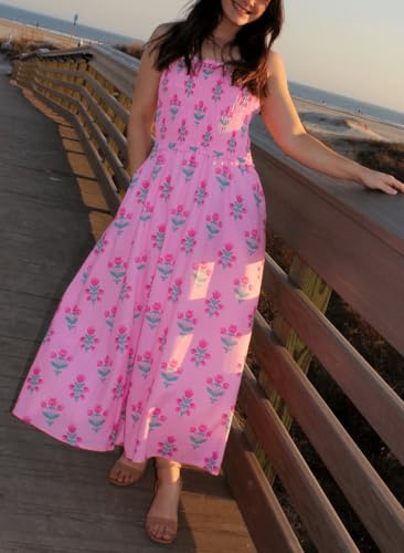 Image of Women Y2k Boho Maxi Dress Tie Shoulder Backless Strappy Tiered Flowy Dress 2024 Summer Floral Beach Sundress