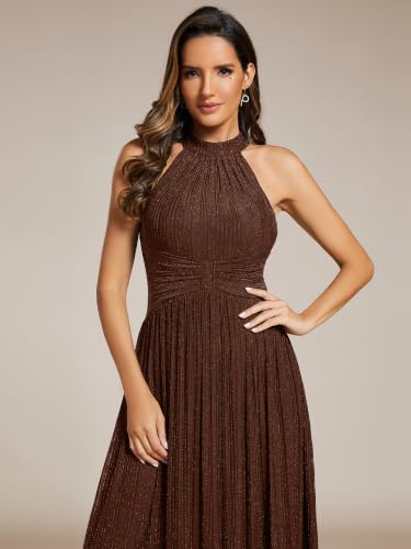 Image of Ever-Pretty Women's Maxi Halter Formal Dress Stretchy Glitter Evening Gowns