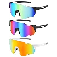 Mineup 3 Stück Schnelle Brille, Sonnenbrille Fahrradbrille, Sport Sonnenbrille Herren Damen, UV400 Polarisiert Fahrradbrille, Anti-UV Radsport Brillen Für Radfahren Fahren Laufen Golf Angeln Wandern