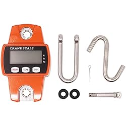 Basculas De Gancho MUALROUS 300KG Escala de grúa Electrónica Báscula de Grúa Digital Báscula Colgante de Gancho Electrónico, Escalas Industriales Báscula de Equipaje Para Granja, Caza, Pesca Al Aire Libre (naranja)