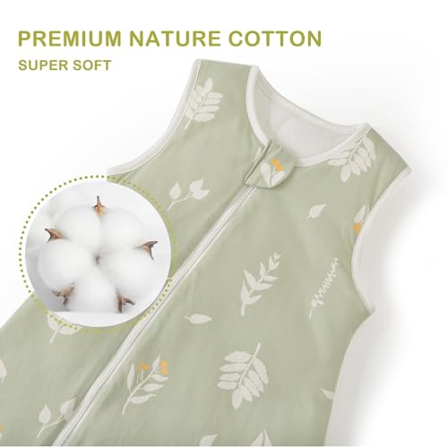 Image of Super Soft Winter 2.5 TOG Sleep Sack with Feet, 100% Cotton Warm Toddler Sleeping Sack with Legs, Foliage, Size M