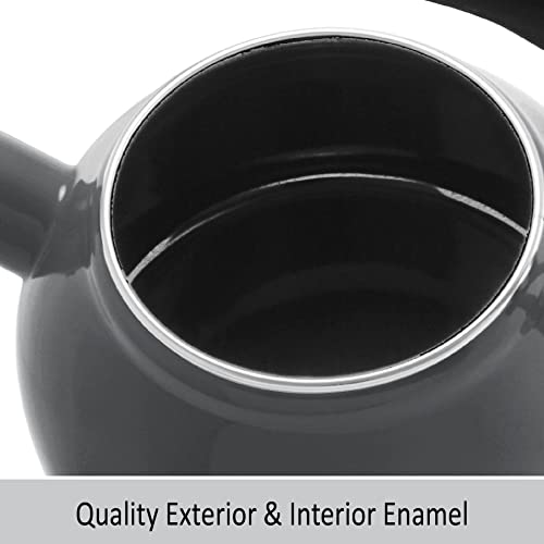 Chantal Enamel On Steel Whistling Teakettle, 1.6 Quart, Onyx #TOP2