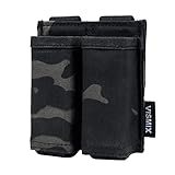 VISMIX Pistol Magazine Pouch, Double 9mm Mag Pouch with Quick Release Kydex Insert and MOLLE Compatible (Camouflage Black)