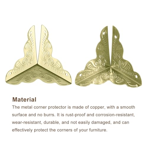 Image of uxcell 8 Pcs Metal Box Corner Protectors 1 inchx1 inch Corner Protectors Decorative with Mounting Screws for Storage Box Cabinets Wooden Chest, Gold Tone