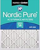 Nordic Pure 20x30x1 MERV 14 Pleated Plus Carbon AC Furnace Air Filters 6 Pack