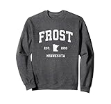 Frost Minnesota MN Vintage Athletic Sports Design Sweatshirt, Adult Unisex, Dark Heather Grey, Small