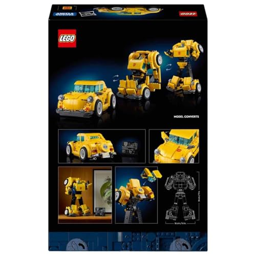 Icons Transformers Bumblebee Action Figure Robot da Collezione, Kit Modellismo da Costruire per Adulti a Tema Cinematografico Convertibile in Modalità Veicolo, Regalo per Uomo o Donna 10338 - Lego - Immagine 3