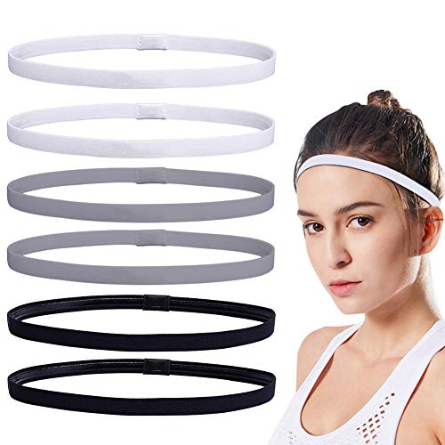 BESTZY Anti-Rutsch Haarband Haarband Sport 6 Stück Sport Thin Stirnbänder Unisex Elastische für Fussball Yoga Sport Cover
