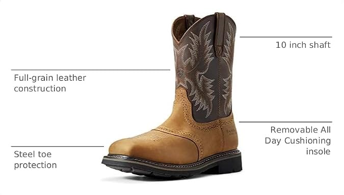 Ariat Mens Sierra Wide Square Toe Steel Toe Work Boot