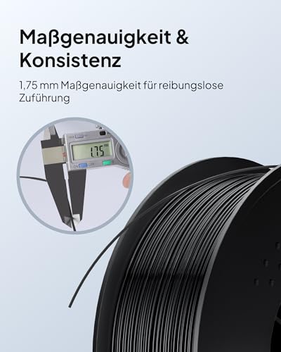 ELEGOO TPU 95A 3D Drucker Filament 1,75 mm Schwarz 1 KG, Flexibles Weiches Filament 3D Druckmaterialien, 1 kg Kunststoffspule (2,2 lbs) für die Meisten -3D-Drucker