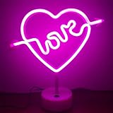 [Diseño de amor] Las luces de neón rosa con la palabra "LOVE" emiten tubos de neón rosa y elegantes luces de neón en lugar de aburridas lámparas de escritorio para la decoración de paredes. Deje que su dormitorio cree un ambiente romántico y de ensueño.