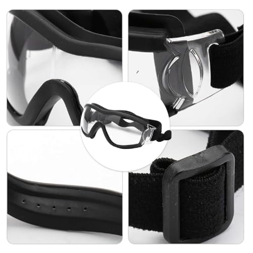 Esshogo Hundebrille Sonnenbrille, Große Hunde Hundeschutzbrille, UV-Schutzbrille, Einstellbar Hunde Sonnenbrille, Hundebrille für mittelgroße und kleine, Motorradbrille transparente Einstellbar