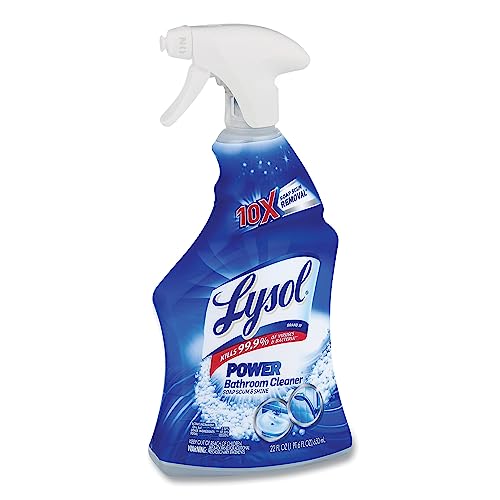Image of Lysol Bathroom Cleaner Spray, for Cleaning and Disinfecting, Bleach Free (Contains Hydrogen Peroxide), Cool Spring Breeze Scent, 22oz