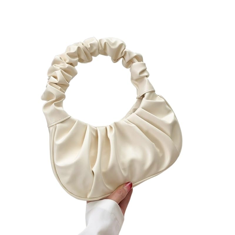 Bolsa Feminina Nuvem Estilo Enrugado Ombro Elegante Versátil(Off White)