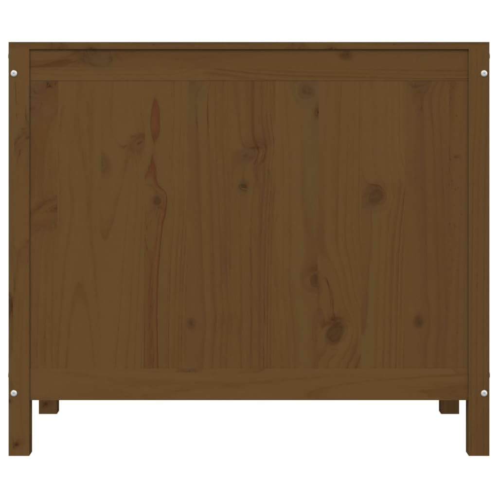 Wäschetruhe Honigbraun aus massivem Kiefernholz 88,5x44x76 cm mit Deckel und Fach, klappbar als Wäschesammler und Organizer für Badezimmer, Schlafzimmer, Waschküche, Kinderzimmer