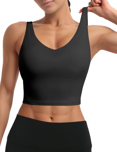Buauty Sports Bras for Women Longline Wirefree Padded High Support, Workout Tank Crop Tops Built in Bra for Women4