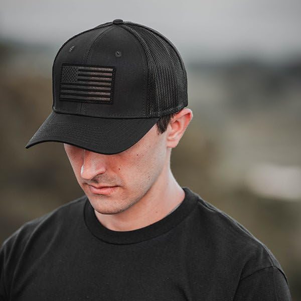 Image of Tactical Pro Supply Leather Flag Patch Snapbacks Hat for Men and Women