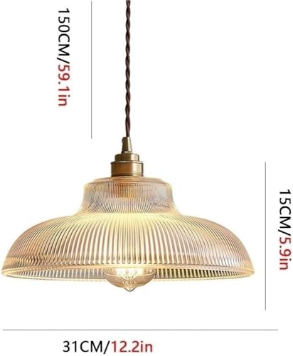 Lámpara colgante de vidrio a rayas retro con altura ajustable para cocina 8